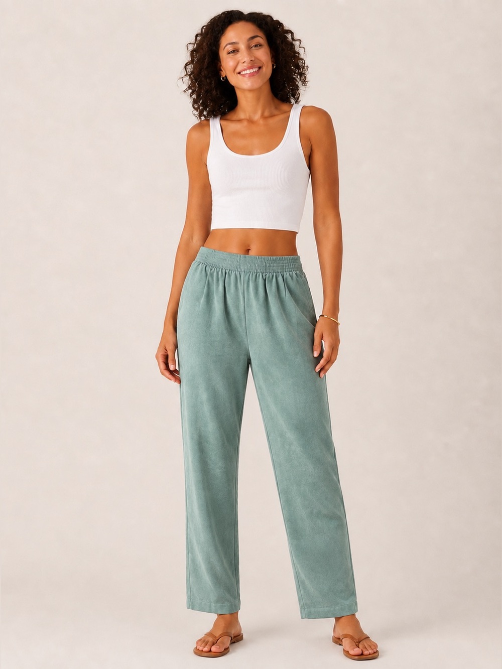 BonWorth Women’s XS Eucalyptus Faux Suede Straight Leg Pull-On Pants NWT